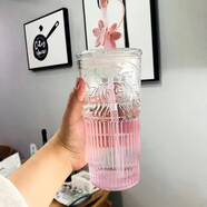 星巴克2024新款櫻花玻璃杯銅牌立體浮雕幻彩情人節(jié)男女友水杯子星女神 550ml粉色櫻花女神