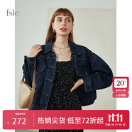 范思藍恩春秋季新款高街牛仔外套女韓版寬松休閑夾克213219 深藍色 L