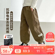 左西男童加絨褲子休閑褲2025新款兒童一體絨燈芯絨長(zhǎng)褲潮 卡其色 150
