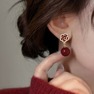 伊燦百搭紅色花朵仿珍珠耳釘女高級感輕奢耳環(huán)2025年新款爆款耳墜耳飾 百搭紅色花朵珍珠耳釘