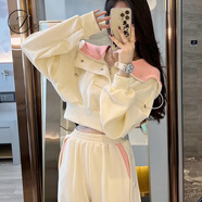 Jret春秋衛衣女2025新款鹽系穿搭高級感氣質(zhì)連帽衛衣顯瘦套裝女 上衣+闊腿褲  S
