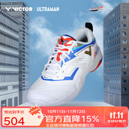 威克多（VICTOR）奧特曼聯(lián)名系列 羽毛球鞋 透氣緩震抗扭U3.0寬楦穩(wěn)定羽球鞋 P-UTM A（亮白） 43 (275mm)