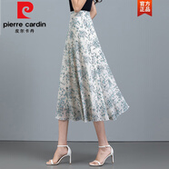 皮爾卡丹（pierre cardin）印花半身裙女2025夏季新款雪紡中長款a字裙大尺碼高腰顯瘦遮胯舞 J21藍色波點 L 腰圍：2.2-2.3尺