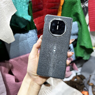 自制華為matex5手機殼稀有皮定制魔鬼魚(yú)珍珠魚(yú)皮真皮x3典藏版 精磨珍珠魚(yú)皮【黑色】銀色鋪皮 華為其他型號