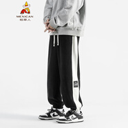 稻草人休閑褲男春秋季新款男士燈芯絨褲休閑長(cháng)褲寬松大碼小腳褲潮 黑色WK43 3XL