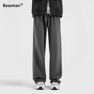 棒球手（Baseman）運(yùn)動褲男秋冬季簡約微喇衛(wèi)褲韓版修身百搭長褲直筒褲日系休閑褲 灰綠色【春秋】 L 【推薦110-130斤】