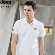 JEEP SPIRIT短袖T恤男衫純色翻領(lǐng)POLO衫商務(wù)純棉打底衫潮流HL1037 白色 M