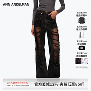 ANN ANDELMAN【明星同款】官方直營(yíng)直筒寬松網(wǎng)紗破洞褲女2025新品 黑色 28