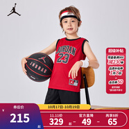 NIKE JORDAN 耐克AJ籃球服套裝23號球衣夏季兒童籃球背心+短褲2件套 正黑色 130 /64 【建議身高116-122cm】