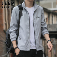 JEEP SPIRIT吉普外套男潮流春秋季夾克男士立領(lǐng)修身衣服 灰色 2XL 