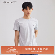 GANT【100%棉】GANT/甘特男士短袖圓領(lǐng)親膚透氣刺繡純色休閑重磅T恤潮 94淺灰色 M