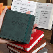 法拉蒙 每日計劃本隨身便攜口袋本方形筆記本本子時(shí)間管理自律打卡日程計劃本工作學(xué)習記事本 墨綠【皮面綁帶款】