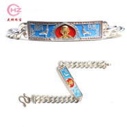 花粥泰國佛牌 2560年龍婆瑞銀手鏈 雄雞自身限量版 男女情侶款 2560年天藍色金面女款