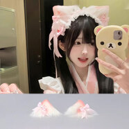 初享（CHUXIANG）藍色洛麗塔cosplay貓耳朵發(fā)箍lolita貓娘獸耳發(fā)帶KC頭飾發(fā)夾發(fā)飾 粉貓耳發(fā)夾一對 A25-106