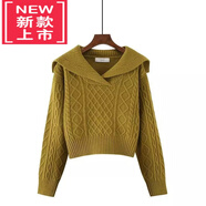 WVHK羊毛衫女小眾毛衣女高腰短款大翻領(lǐng)春秋冬新款娃娃領(lǐng)毛衣針織衫上 黃色普通款 M 90-100斤