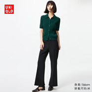 優(yōu)衣庫女裝彈力喇叭褲/聰明褲西褲通勤褲子479721 09 黑色 2XL /165/84A