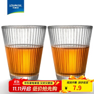 樂唯詩（NERVISHI） 玻璃杯錘紋玻璃水杯家用牛奶杯果汁杯高顏值水杯簡約茶杯飲料杯 【豎紋杯】220ML*2
