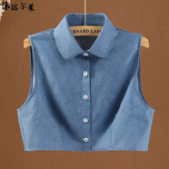 沐銘爾萊牛仔假領(lǐng)百搭韓版假領(lǐng)子女百搭假領(lǐng)棉襯衣領(lǐng)牛仔色毛衣裝飾領(lǐng)秋冬 牛仔色圓領(lǐng) L