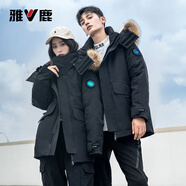 雅鹿情侶款羽絨服男冬季時(shí)尚工裝毛領(lǐng)加厚派克服保暖上衣外套男裝 YU807V12190黑色 L (175) 【140-150斤】