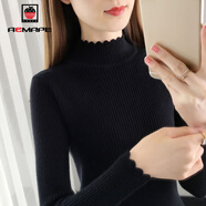 AEMAPE半高領(lǐng)打底衫女2025春秋冬季時(shí)尚緊身針織衫女上衣短款毛衣紅色 MX-8-8229_黑色 S