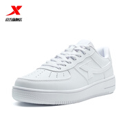 特步男鞋運動(dòng)鞋空軍一號情侶板鞋百搭休閑鞋時(shí)尚耐磨防滑運動(dòng)鞋潮板鞋 新白色【女款新版】 36