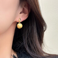 卓麥冷淡風(fēng)拉絲金屬小球耳環(huán)S925銀針歐美小眾個(gè)性潮人耳環(huán)高級感耳墜 金色