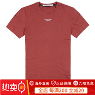 Calvin KleinCK Calvin Klein  男士純棉簽名字母小標日常休閑圓領(lǐng)短袖T恤 磚紅色_款1-797 S (現貨)