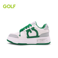 高爾夫（GOLF）男女鞋透氣牛皮鞋子男復(fù)古潮流休閑鞋女防滑增高厚底板鞋男女同款 白+綠24513312 （女鞋） 39