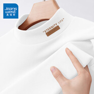 真維斯（JEANSWEST）打底衫女加絨長(cháng)袖t恤女裝半高領(lǐng)秋冬季新款上衣修身時(shí)尚保暖內搭 白色 小永恒標簽_K_左領(lǐng)角 XL