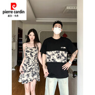 皮爾卡丹（pierre cardin）情侶裝夏季小眾設計感ins時(shí)尚短袖t恤法式碎花吊帶連衣裙一裙一衣 男上衣 M