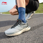 李寧（LI-NING）男鞋運動(dòng)鞋子男秋季新款防護云減震回彈休閑鞋運動(dòng)跑步鞋 迷霧灰/冷檀黑 41.5