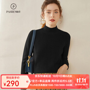 帕什秋冬上新加厚半高領(lǐng)純色羊絨衫女35%山羊絨針織毛衣 SH-349 黑色 L
