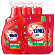 奧妙（OMO）洗衣液天然酵素深層潔凈衣物污漬機洗手洗溫和親膚衣服清潔劑留香 除菌除螨1kg*3瓶+480g*2袋