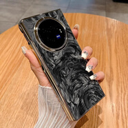 適用vivoxFoldfold+手機殼Xfold233pro皮紋彩繪水墨款防摔手機保護殼套 電鍍磨砂荔枝紋白色-金邊框【暗黑風油畫L606】 vivo x fold3 pro