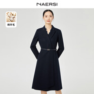 娜爾思（NAERSI）【綿羊毛】氣質(zhì)通勤西裝連衣裙女秋冬新款裙子 暗青紫色 L