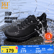 361°運動鞋男鞋雨屏7秋季雨天通勤鞋防潑水防滑黑色跑鞋子男 曜石黑【保暖加絨】 42