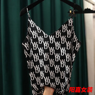歌芬琳精致中國(guó)風(fēng)黑白花色冰絲吊帶內(nèi)搭背心女寬松顯瘦夏季外穿無(wú)袖上衣 幾何圖黑色 XS