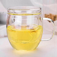 禾艾蘇（heisou） 玻璃杯帶過(guò)濾內膽泡茶杯辦公杯三件套杯時(shí)尚水杯耐熱玻璃杯子 腰鼓杯550ml