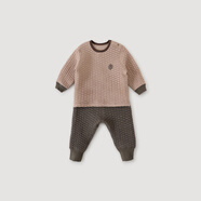 巴厘小豬寶寶內(nèi)衣套裝冬天夾棉男童兩件套嬰兒冬裝衣服加厚保 摩卡色 110 cm