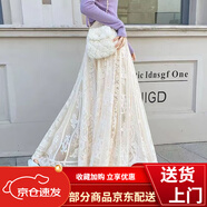 曇蓓漫旗袍蕾絲襯裙旗袍內(nèi)搭襯蕾絲半身裙松緊中國風旗袍時髦搭配打底裙 杏色 和圖片一樣版 XXS   建議50-60斤