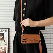 八腳獸四葉草零錢(qián)卡包蘋(píng)果16Promax手機殼女生iPhone15Promax斜挎15可背帶掛繩14/13全包高級防摔保護套 【棕色】四葉草零錢(qián)卡包+皮質(zhì)手提繩+斜挎掛繩 iPhone 15 Prom