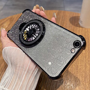 后諾iphone6手機(jī)殼蘋(píng)果6s保護(hù)6plus硅膠套6splus全包四角氣囊防摔6P透 [閃粉-炫酷黑]+全屏鋼膜+旋轉(zhuǎn)陀 適用機(jī)型[iPhone6plus]5.5英寸