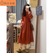 NJTD秋冬連衣裙子女裝冬季新款韓版溫柔風(fēng)穿搭女套裝日系減齡甜美氣質(zhì) 1119紅色連衣裙 XL