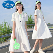 迪士尼（Disney）少女連衣裙甜美收腰初中生夏裝12歲13大童16學(xué)生POLO裙學(xué)院風(fēng)裙子 SC66360白色 160 S (65-80斤)