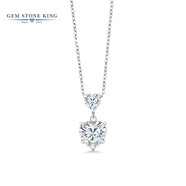 GEM STONE KING愛(ài)心項鏈女925銀鑲嵌心形莫桑石鎖骨鏈小眾歐美輕奢寶石吊墜禮物