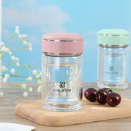 凱霖小巧迷你可愛(ài)玻璃杯雙層胖胖杯網(wǎng)紅便攜女學(xué)生杯子小清新水杯150m 粉紅色