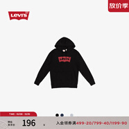 Levi's【特價(jià)來(lái)襲】李維斯情侶同款經(jīng)典寬松休閑logo套頭連帽衛衣 黑色 19622-0005 S