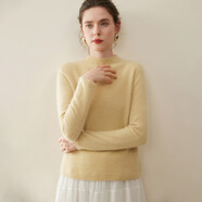 SATCHI無縫山羊絨衫2025秋冬新款女士半高領套頭毛衣可愛風短款打底衫 奶酪黃 S