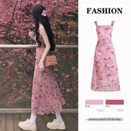伊薇衣法式粉色碎花吊帶連衣裙女夏季2025新款氣質收腰顯瘦海邊度假長裙 主圖色 55/60kg/L