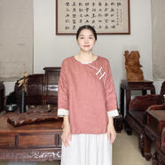 如素慢衣文藝經(jīng)典格紋撞色盤扣襯衫32873 紅色格子 M120以內(nèi)